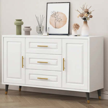 Light Walnut Wood Rectangular TV Stand with Drawers — Light Walnut / 3