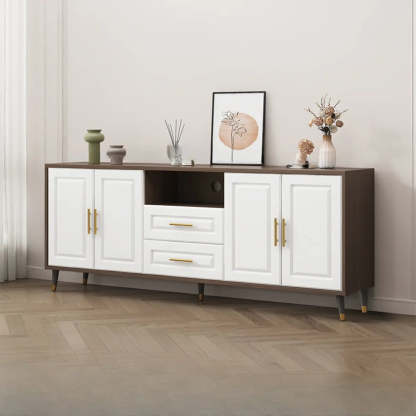 Light Walnut Wood Rectangular TV Stand with Drawers — Light Walnut / 3