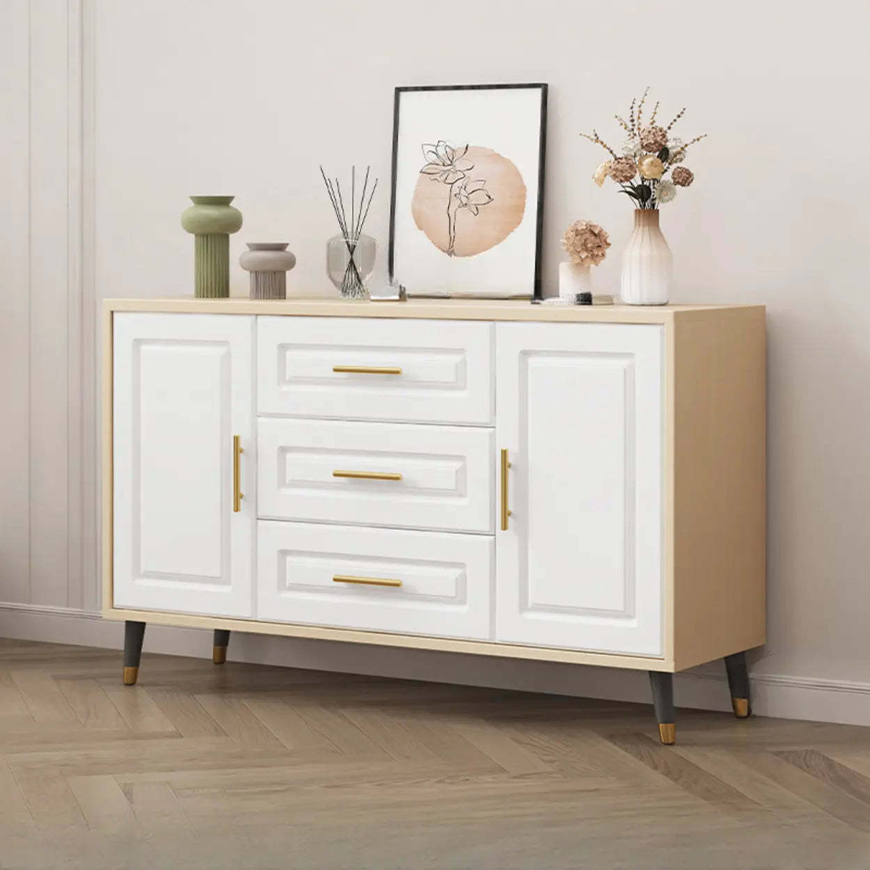 Modern drawers stand gray tv stands — 39" L x 16" W x 28" H / 3-Drawer / Walnut