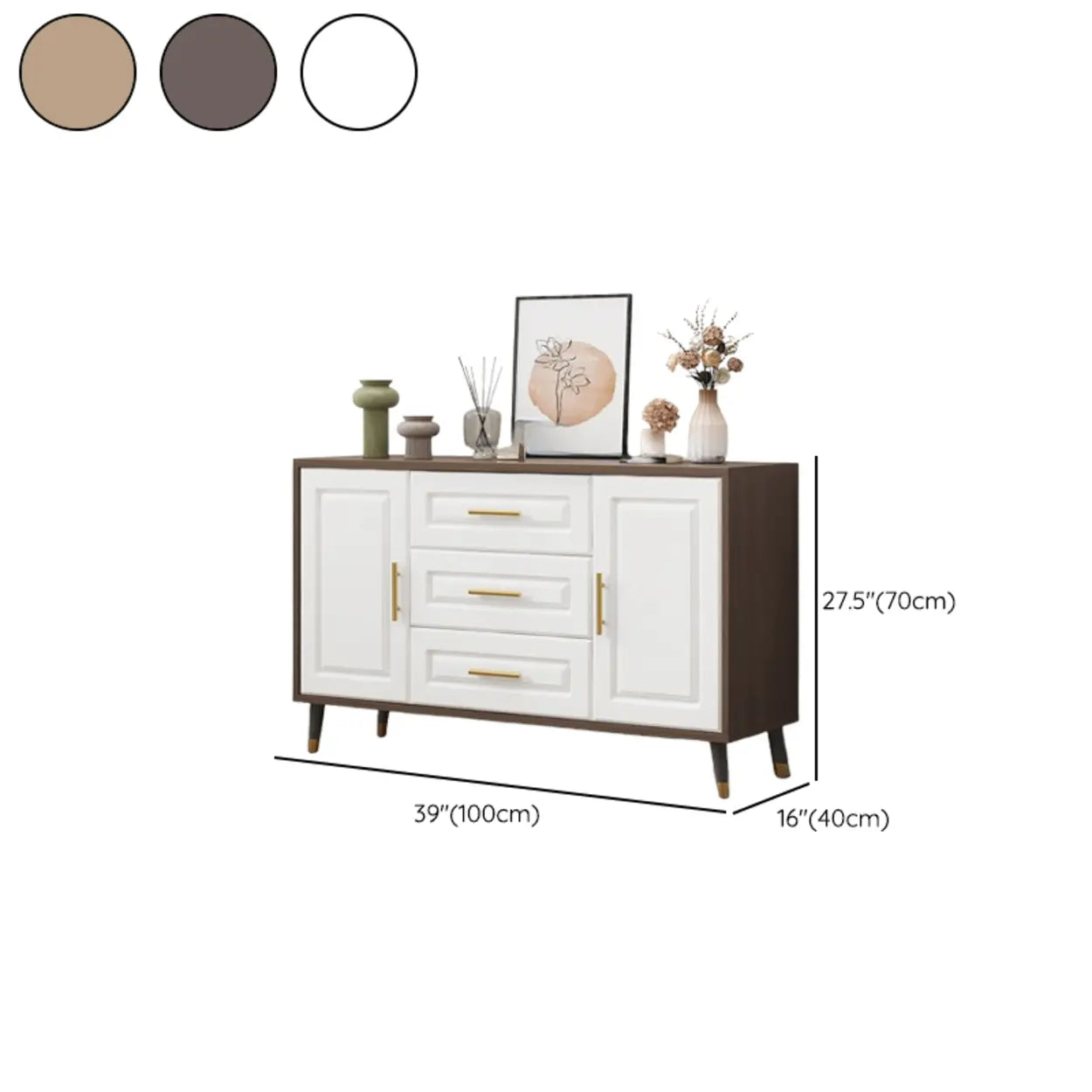Light Walnut Wood Rectangular TV Stand with Drawers — Light Walnut / 3