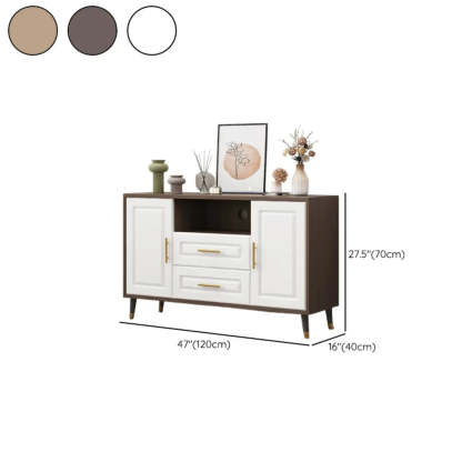 Light Walnut Wood Rectangular TV Stand with Drawers — Wooden Gray / 2