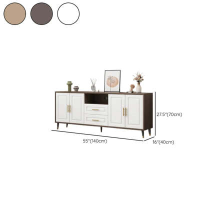 Light Walnut Wood Rectangular TV Stand with Drawers — Wooden Gray / 2