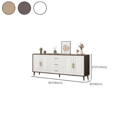 Light Walnut Wood Rectangular TV Stand with Drawers — Wooden Gray / 3