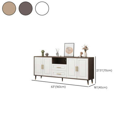 Light Walnut Wood Rectangular TV Stand with Drawers — Wooden Gray / 2
