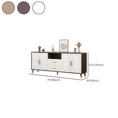 Light Walnut Wood Rectangular TV Stand with Drawers — Wooden Gray / 2