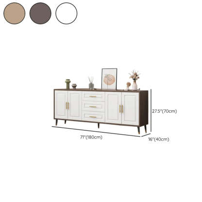 Light Walnut Wood Rectangular TV Stand with Drawers — Wooden Gray / 3