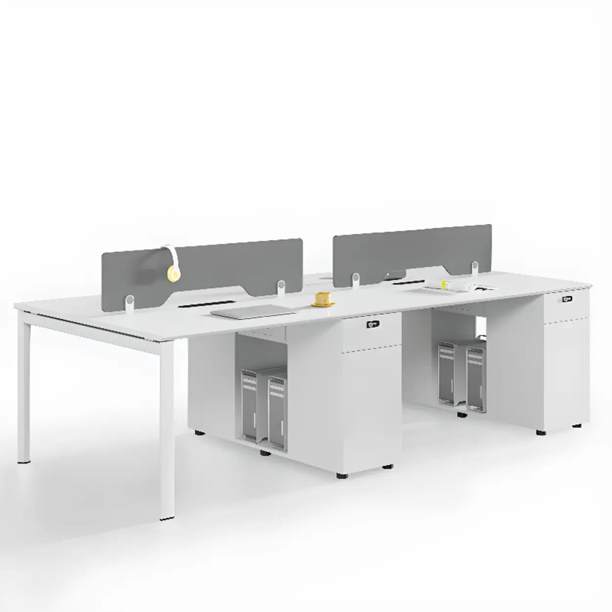 Light Wood Drawer Cabinet Office Writing Desk — White / Table Only