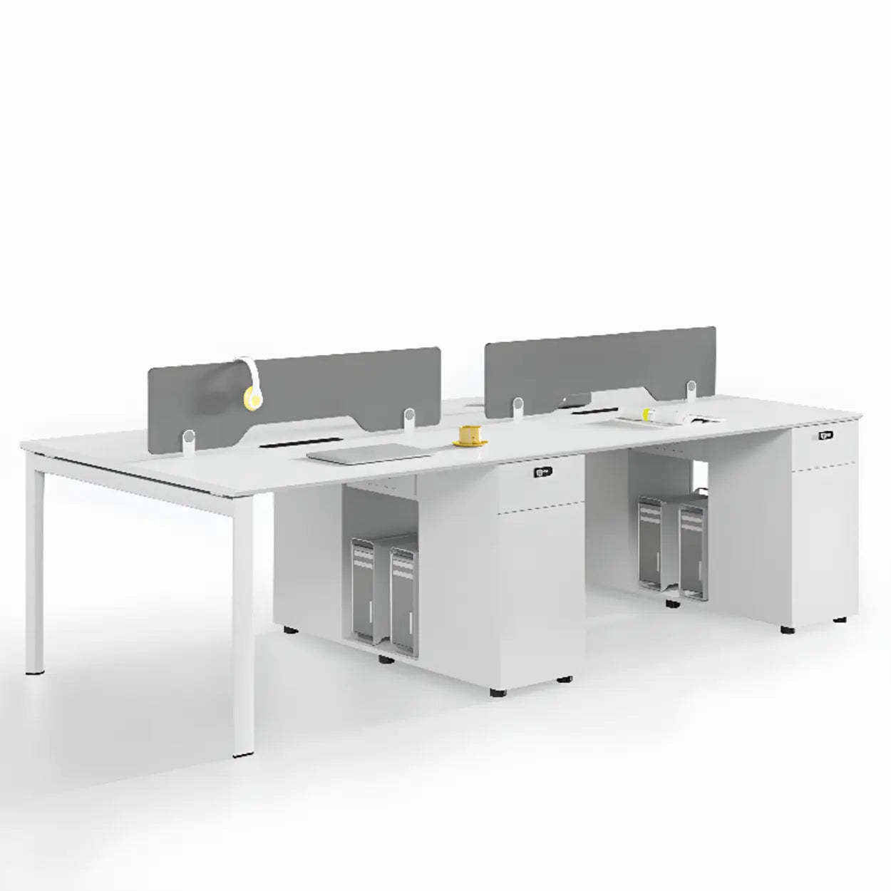 Light Wood Drawer Cabinet Office Writing Desk — White / Table Only