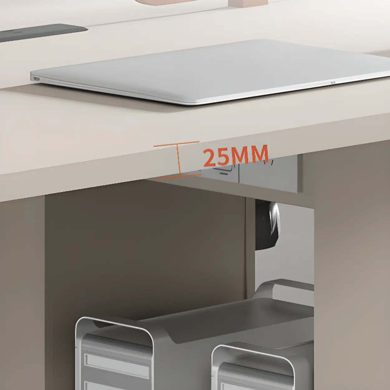 Light Wood Drawer Cabinet Office Writing Desk — White / Table Only