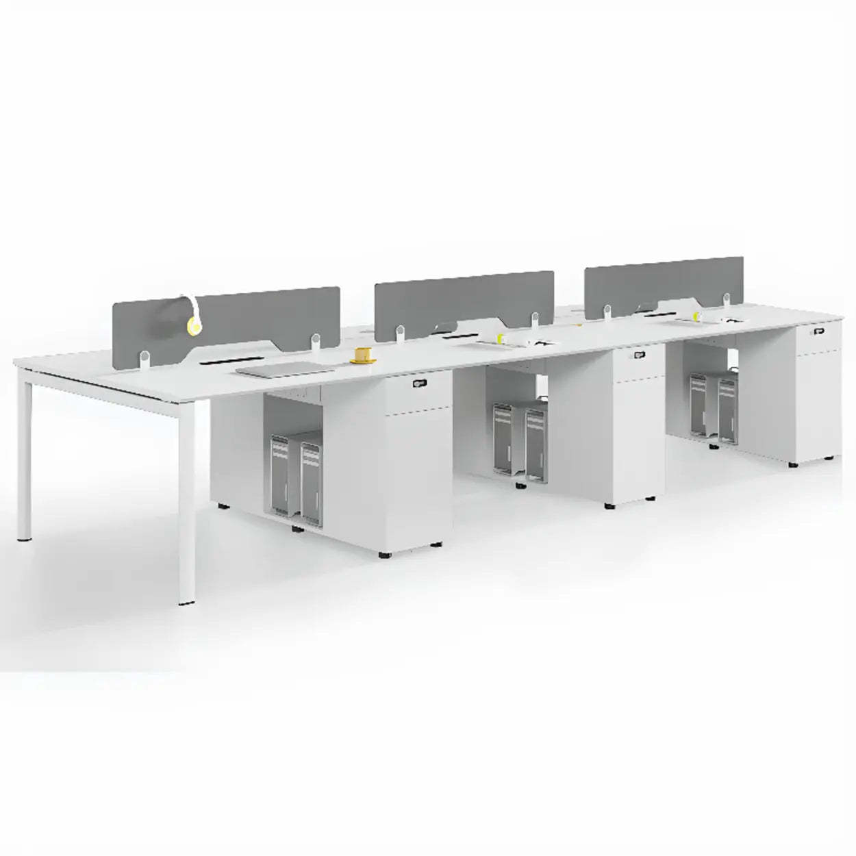 Lighom modern writing drawer wood desks — 141.7" L x 47.2" W x 29.5" H / White