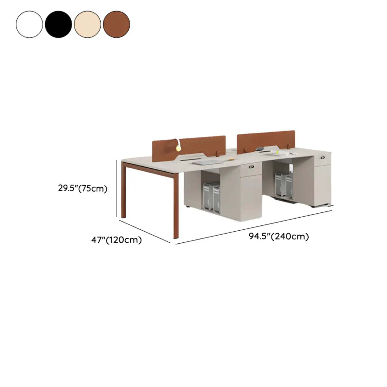 Light Wood Drawer Cabinet Office Writing Desk — Coppery / Table Only