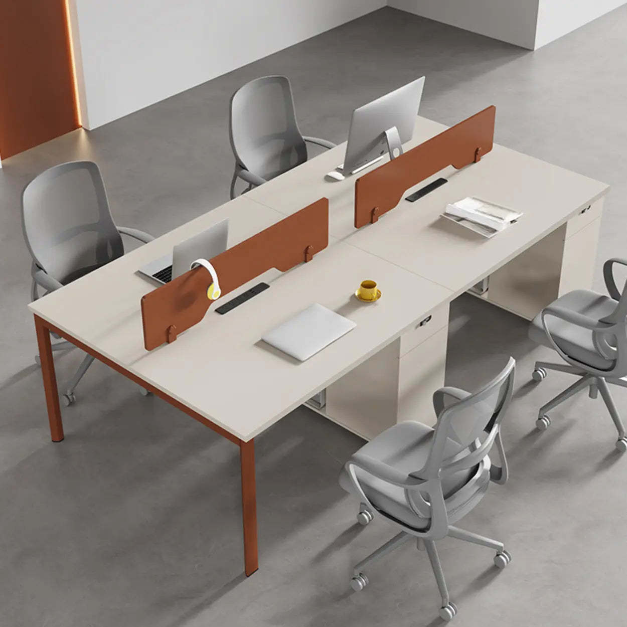Light Wood Drawer Cabinet Office Writing Desk — Black / Table Only