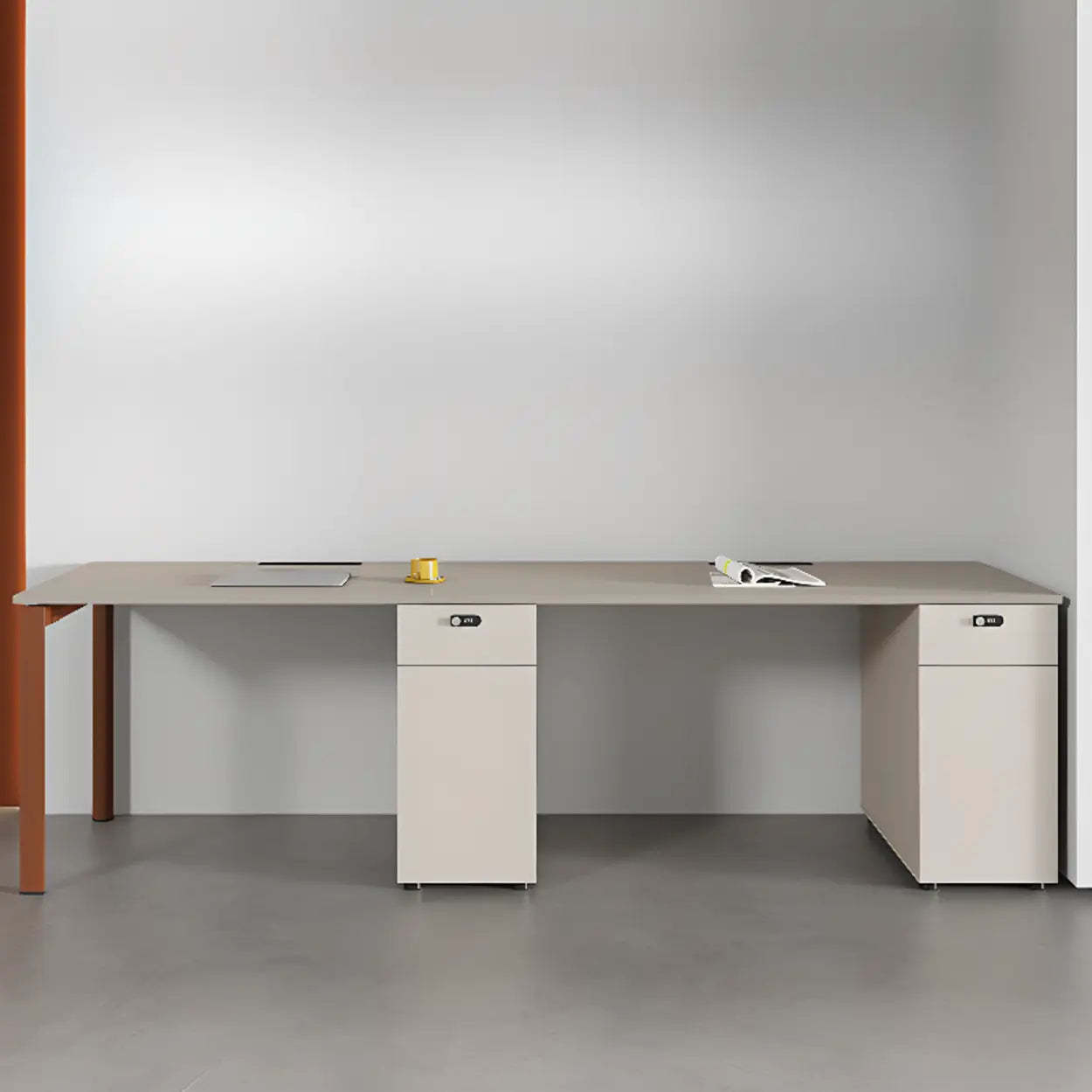Light Wood Drawer Cabinet Office Writing Desk — Black / Table Only