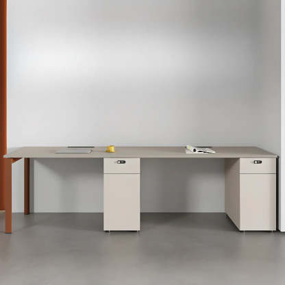 Light Wood Drawer Cabinet Office Writing Desk — Black / Table Only