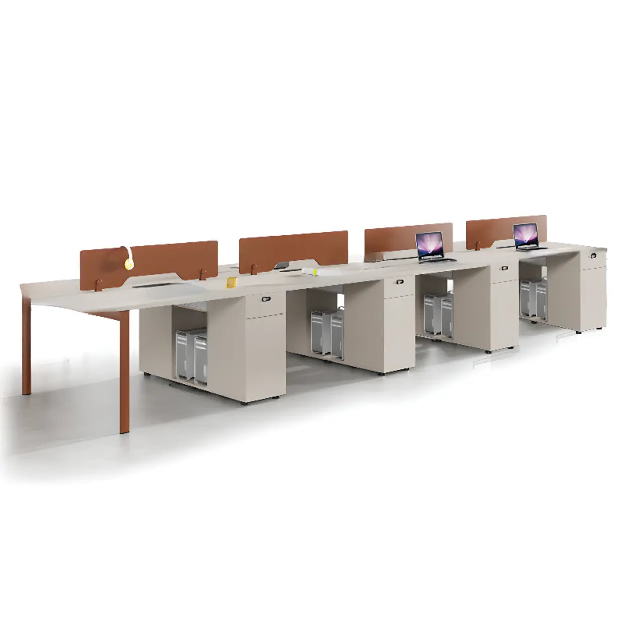Light Wood Drawer Cabinet Office Writing Desk — White / Table Only