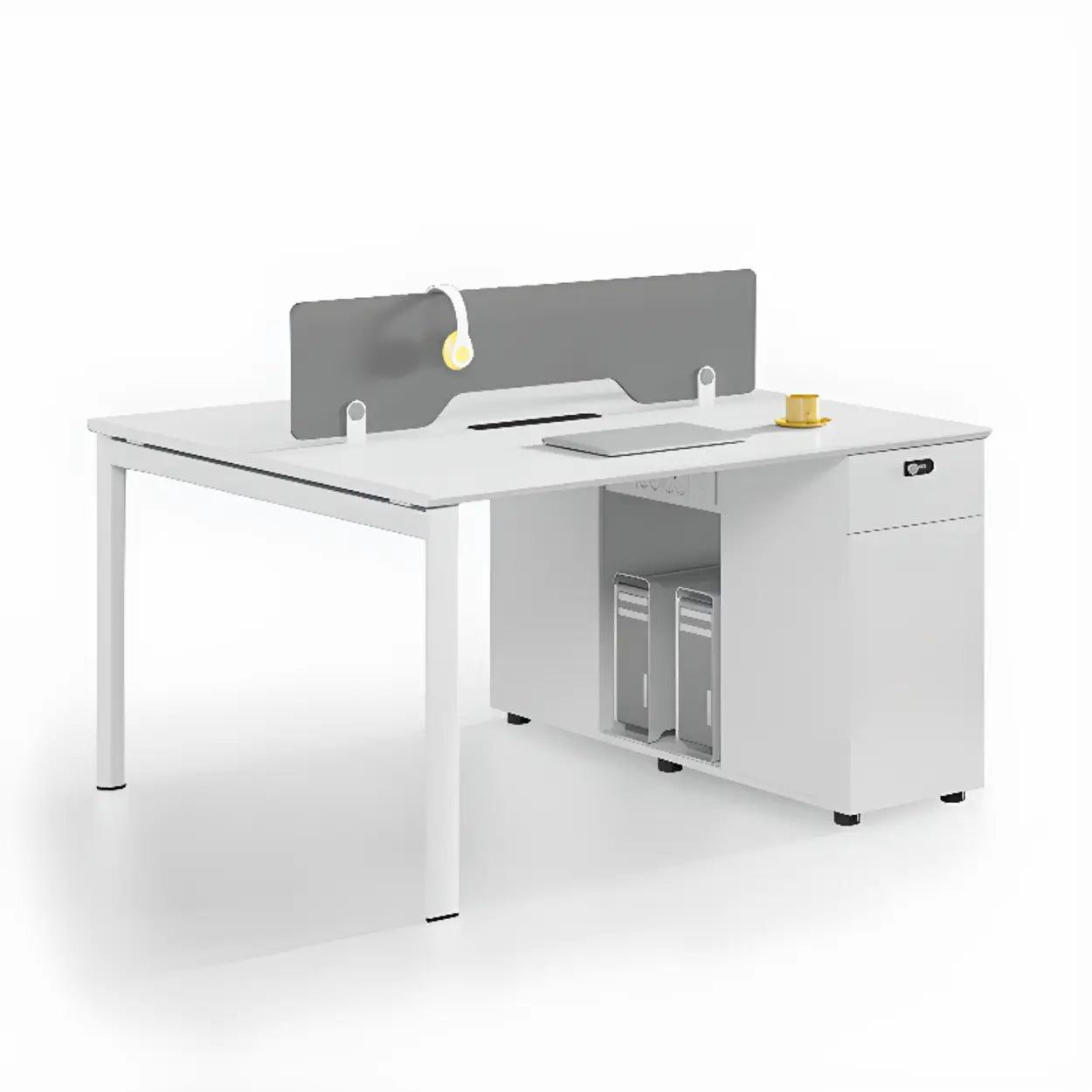 Light Wood Drawer Cabinet Office Writing Desk — White / Table Only
