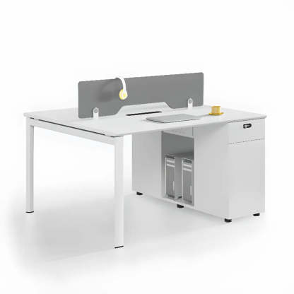 Light Wood Drawer Cabinet Office Writing Desk — White / Table Only