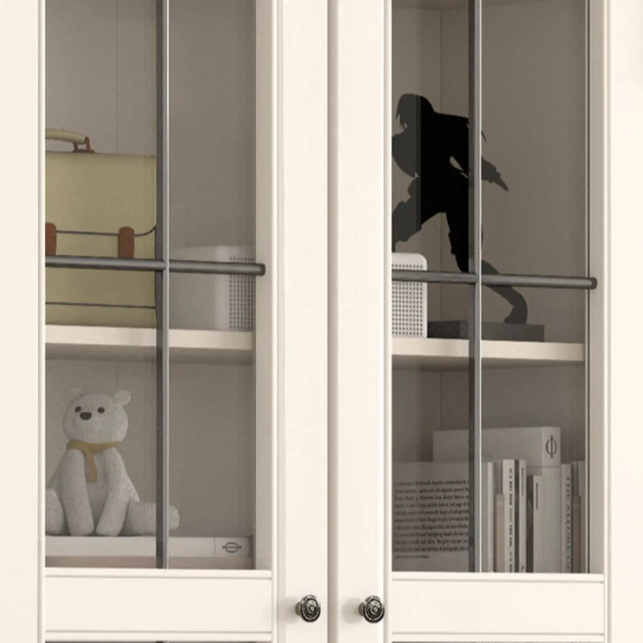 White Arched Glass Display Cabinet — Premium Grey