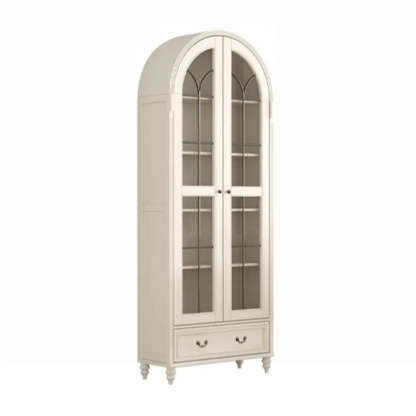 White Arched Glass Display Cabinet — Premium Grey