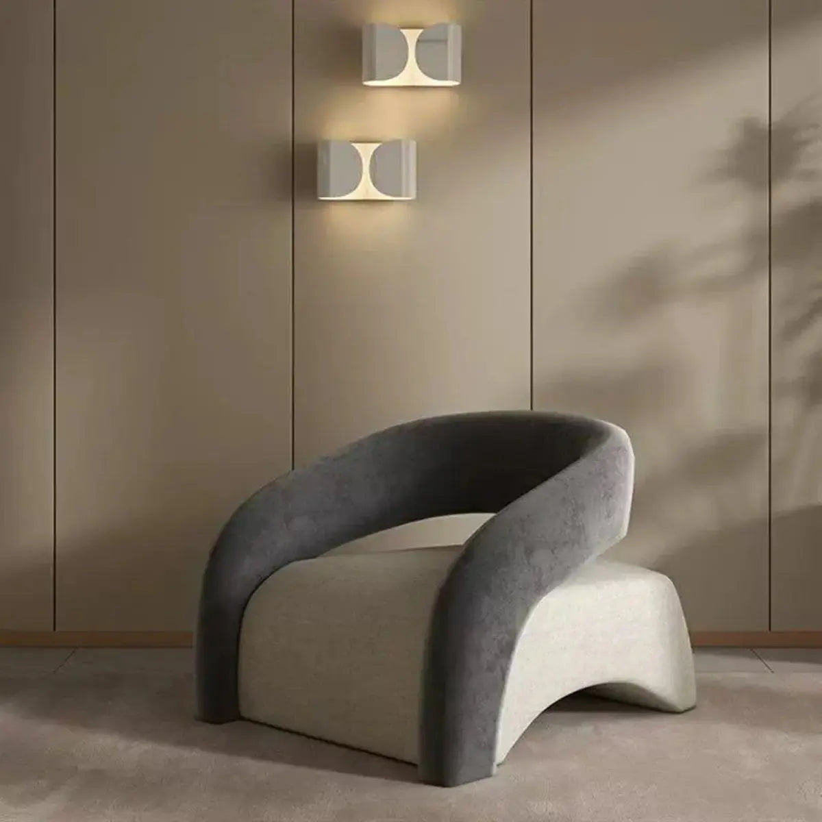 Black-White Sherpa Fixed-Back Arm Chair