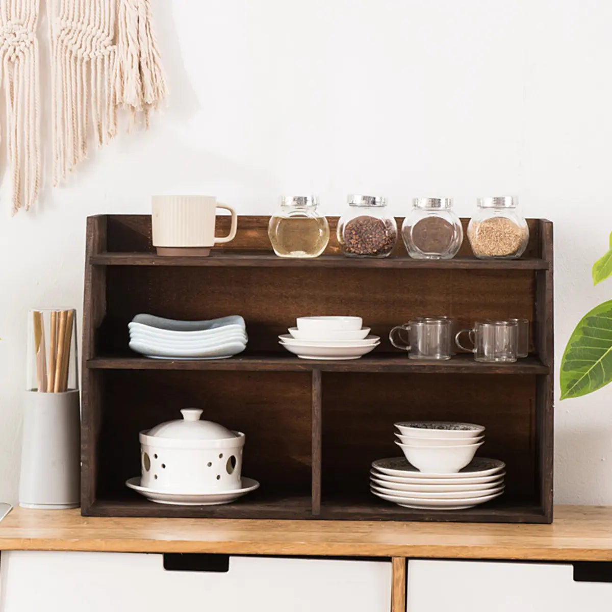 Brown Wood Small Storage China Cabinet