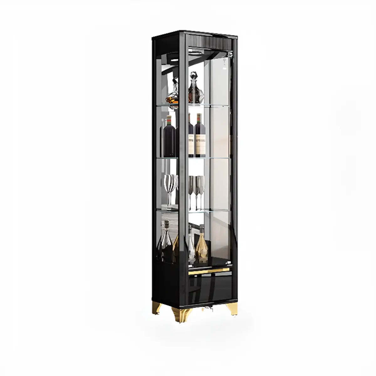 Lighom modern large clear red wine cabinets — 20" L x 16" W x 79" H / Black