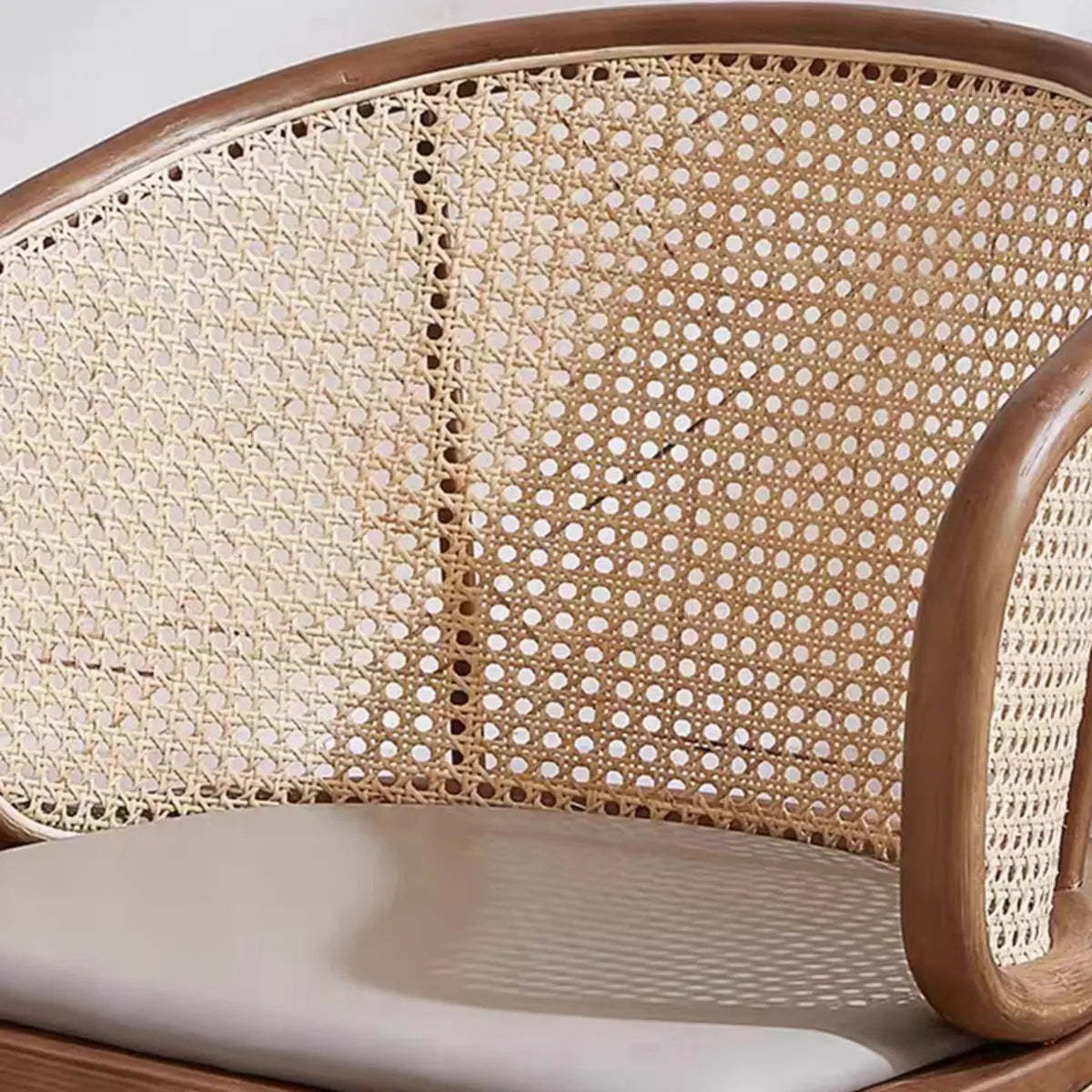 Brown Curved Rattan Back Dining Chair