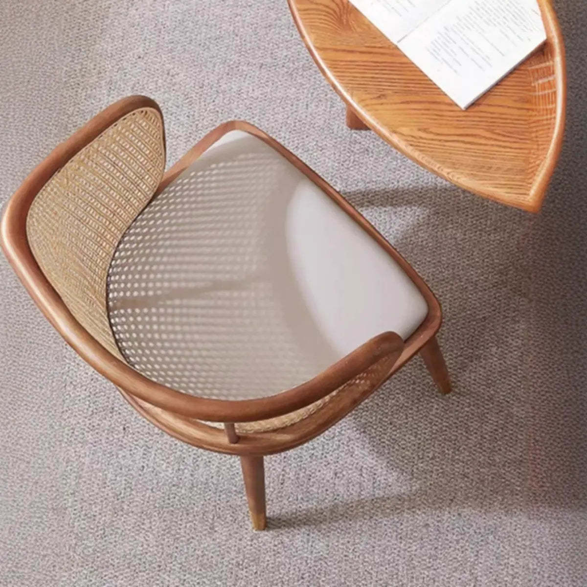 Brown Curved Rattan Back Dining Chair — Natural