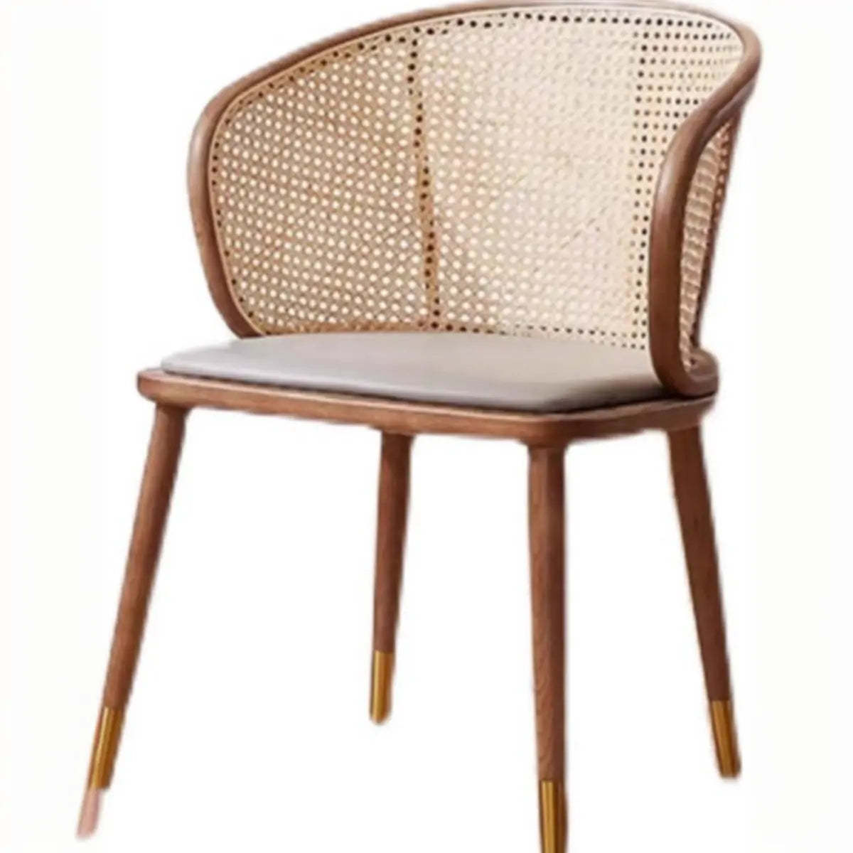 Brown Curved Rattan Back Dining Chair