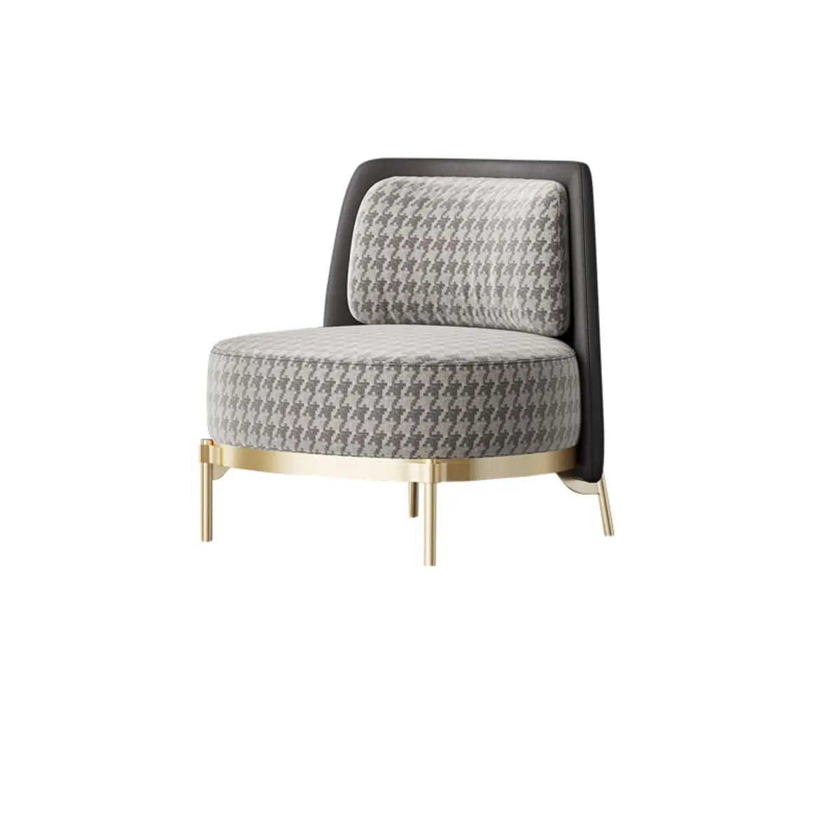 Fabric Wood Frame Living Room Accent Chair — Black / Faux Leather / With Arm