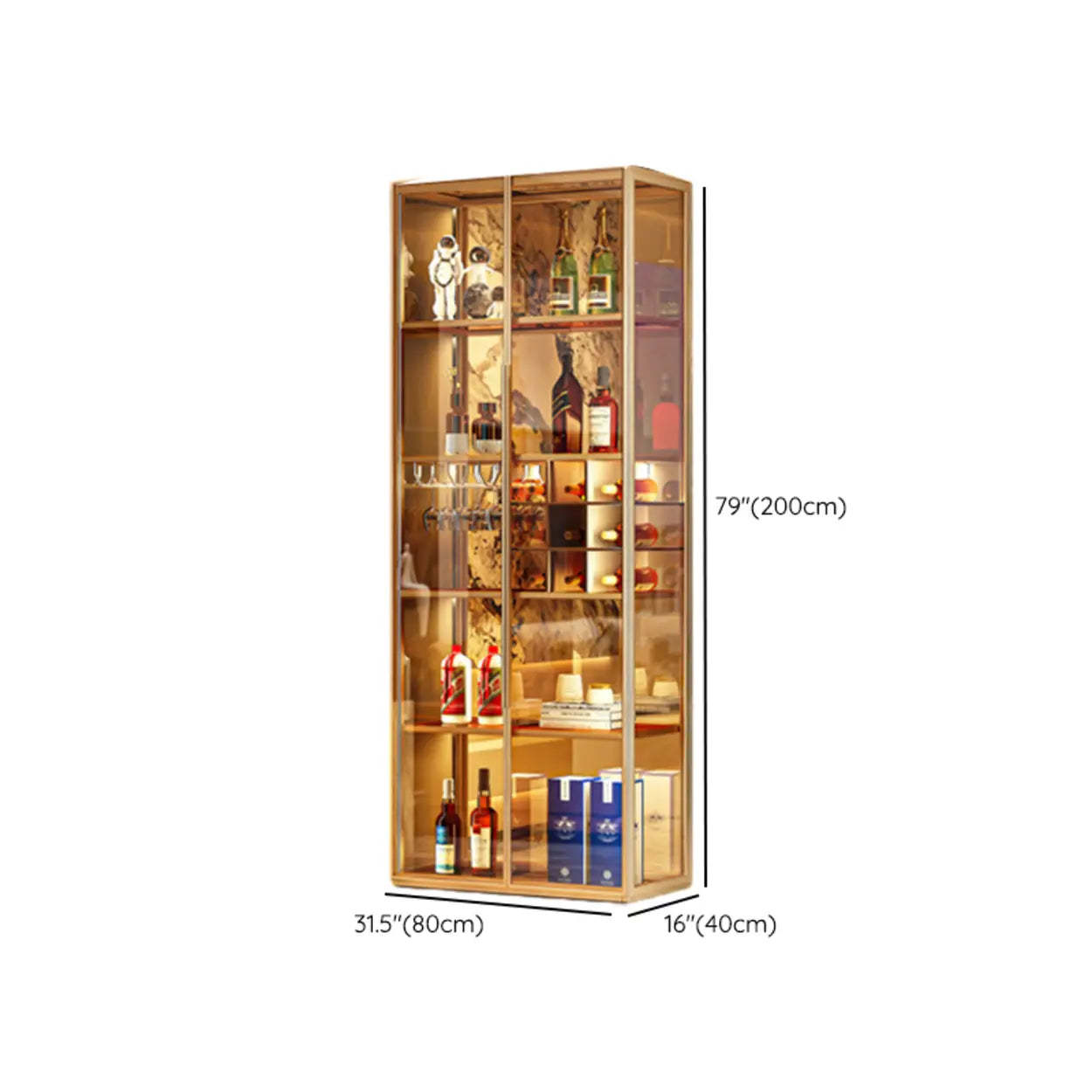 Freestanding Glass Display Wine Cabinet