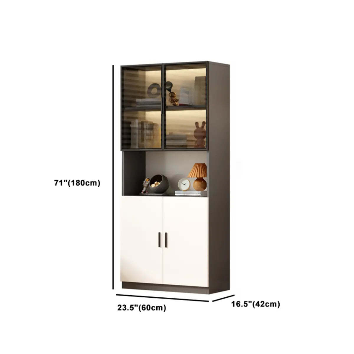 Gray 3-Shelf Glass China Display Cabinet