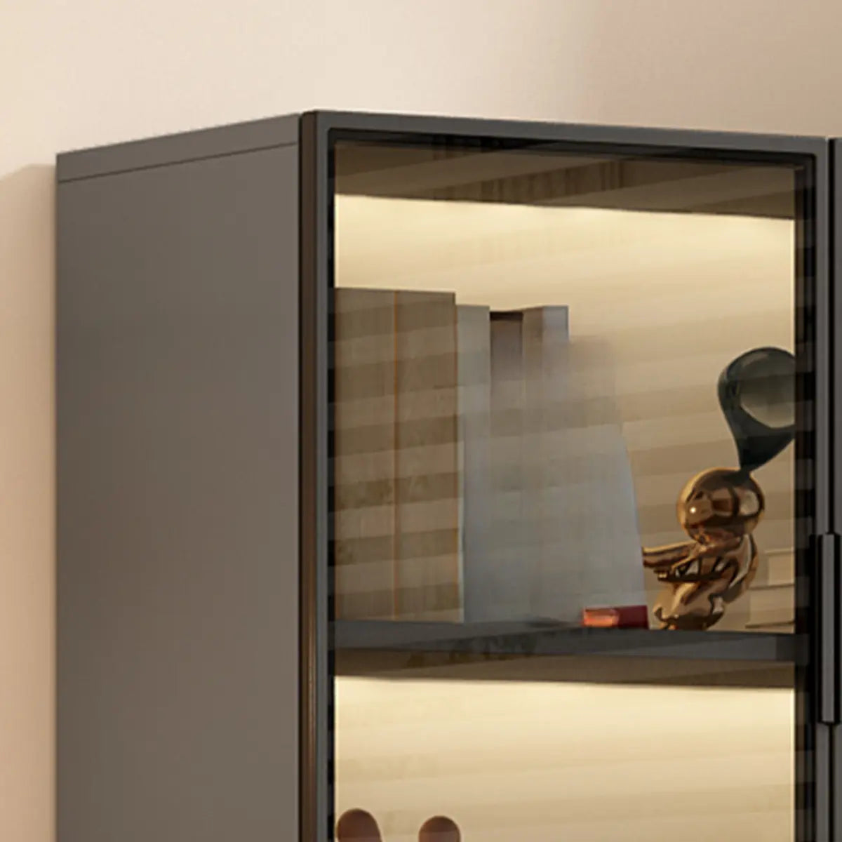 Gray 3-Shelf Glass China Display Cabinet
