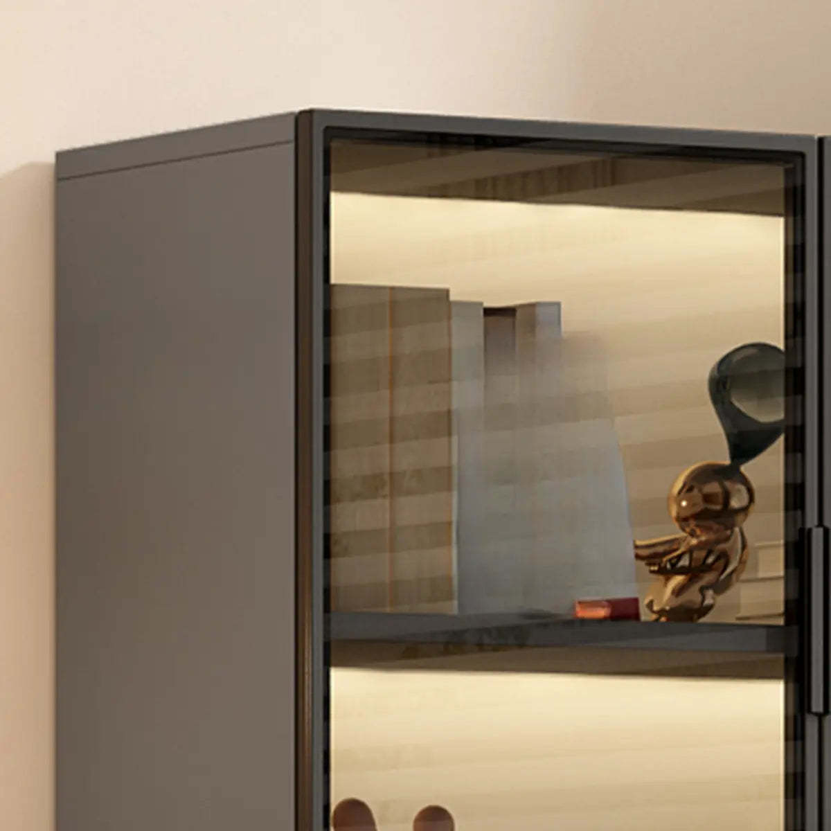Gray 3-Shelf Glass China Display Cabinet