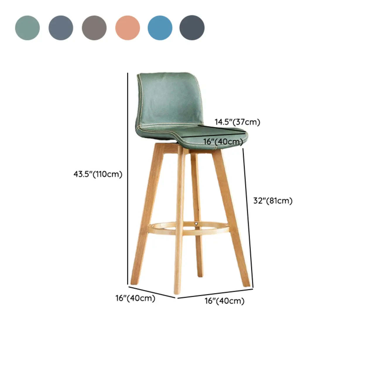 Leather Saddle Seat Wood Bar Stool — Natural / Black