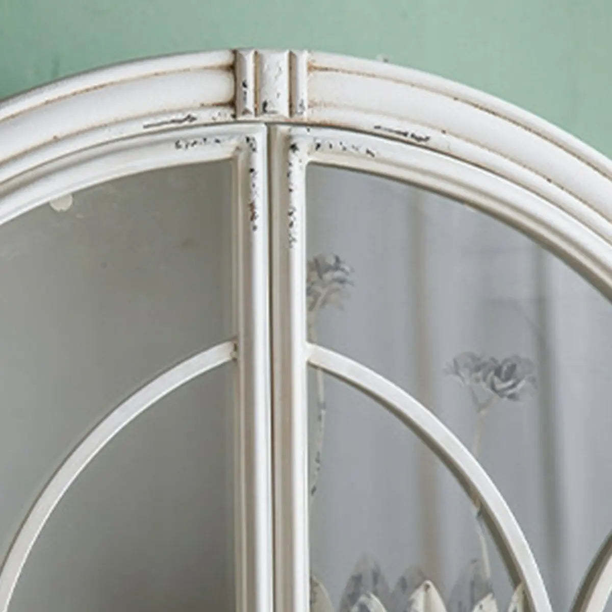 White Arched Wood Tall Display Cabinet