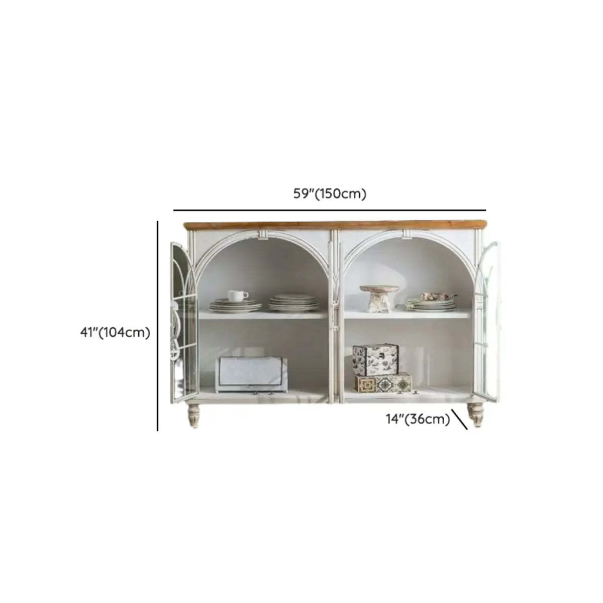 White Arched Wood Tall Display Cabinet