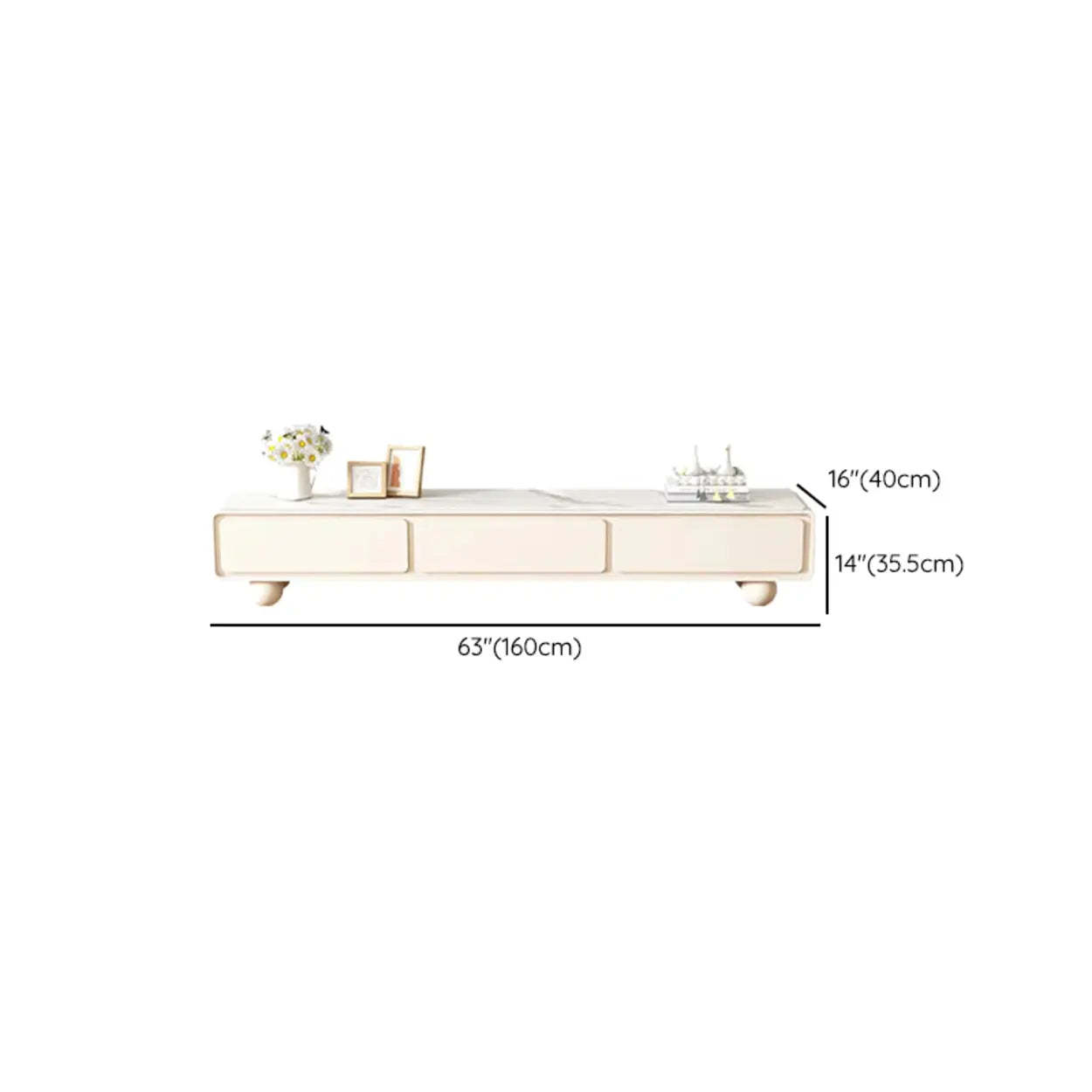 White Wood Rectangular TV Stand with Drawers