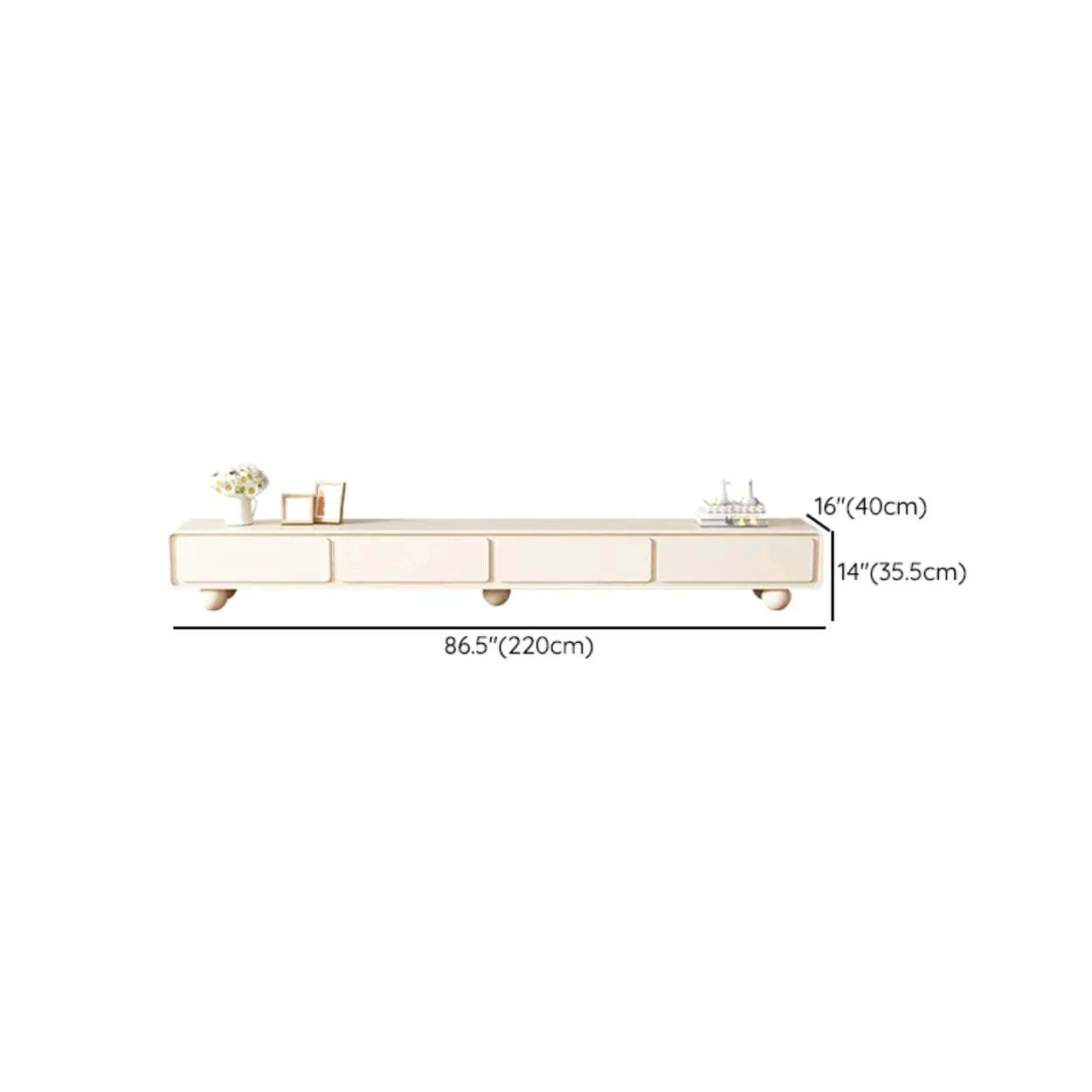 White Wood Rectangular TV Stand with Drawers