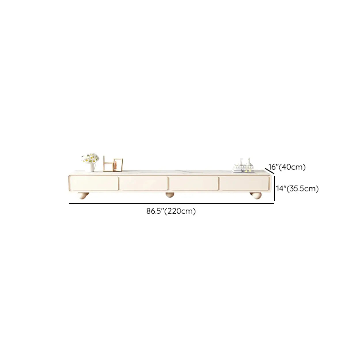 White Wood Rectangular TV Stand with Drawers