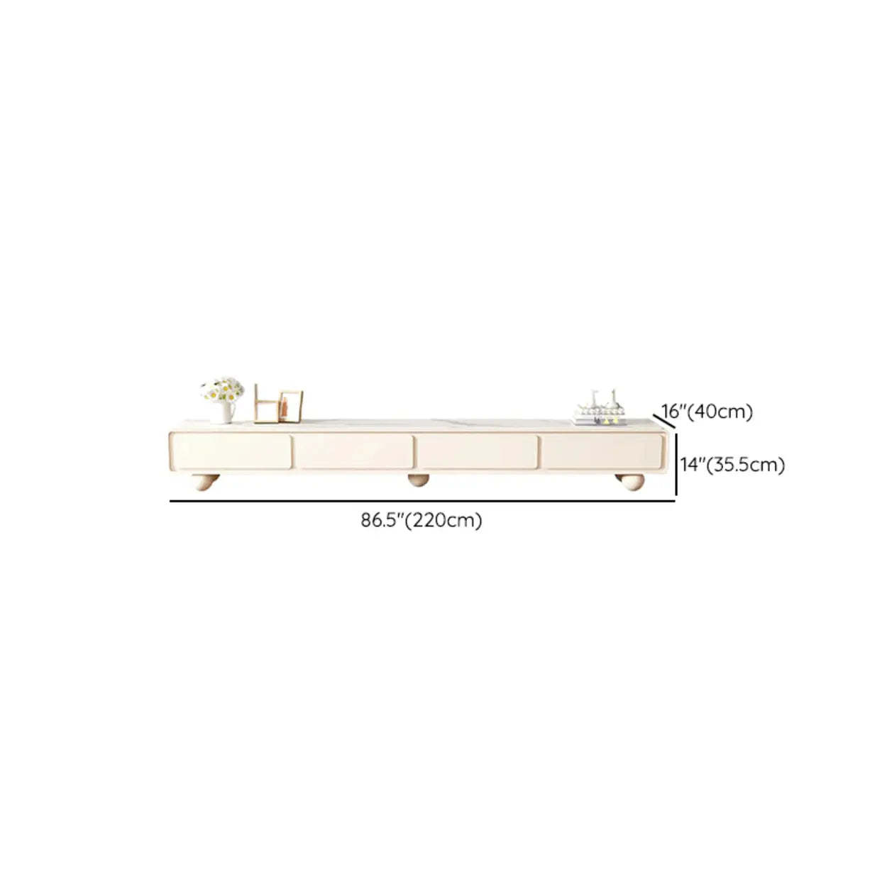 White Wood Rectangular TV Stand with Drawers