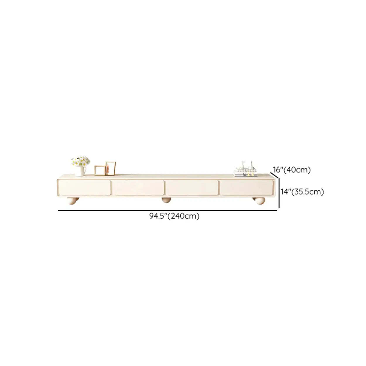 White Wood Rectangular TV Stand with Drawers