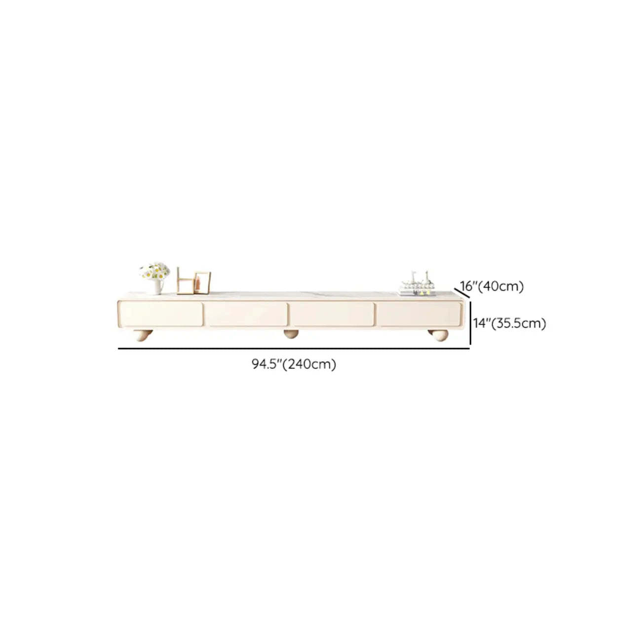 White Wood Rectangular TV Stand with Drawers