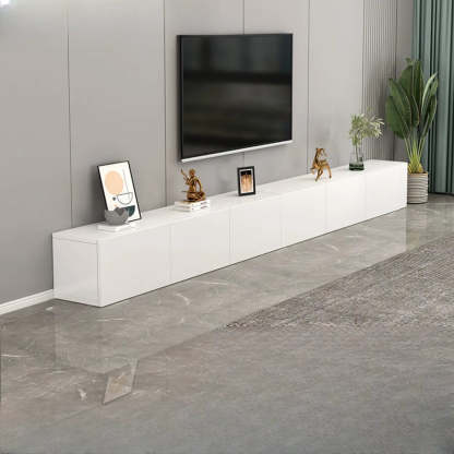 White Wood Rectangular Living Room TV Stand