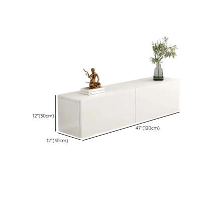 White Wood Rectangular Living Room TV Stand