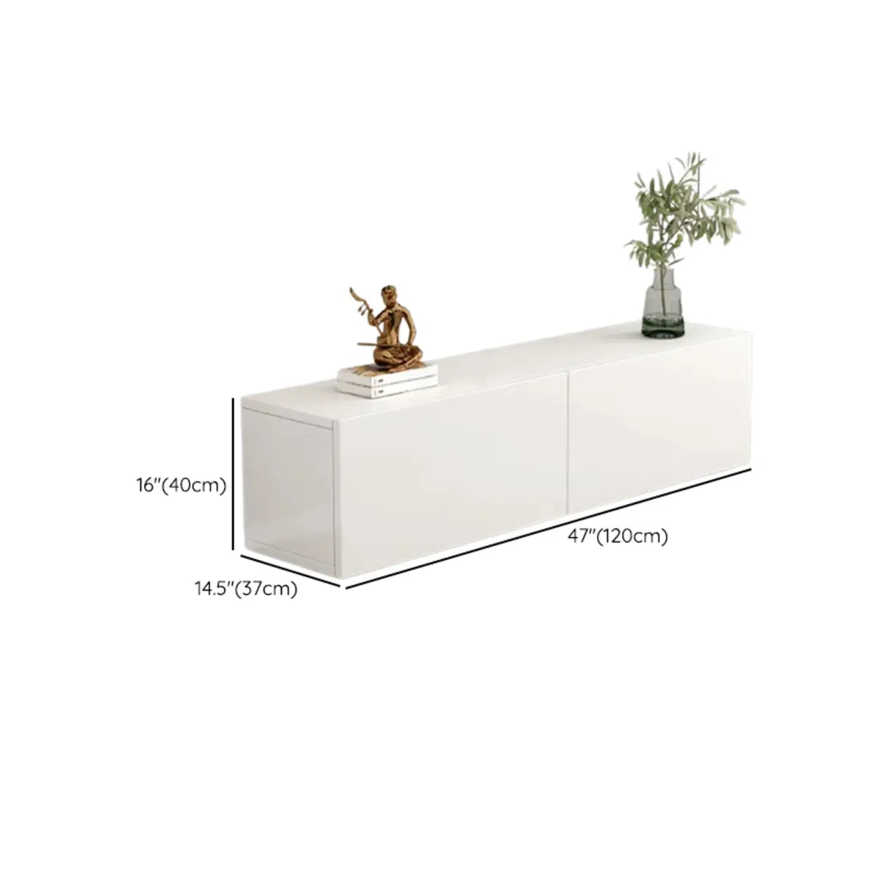 White Wood Rectangular Living Room TV Stand