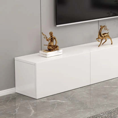 White Wood Rectangular Living Room TV Stand
