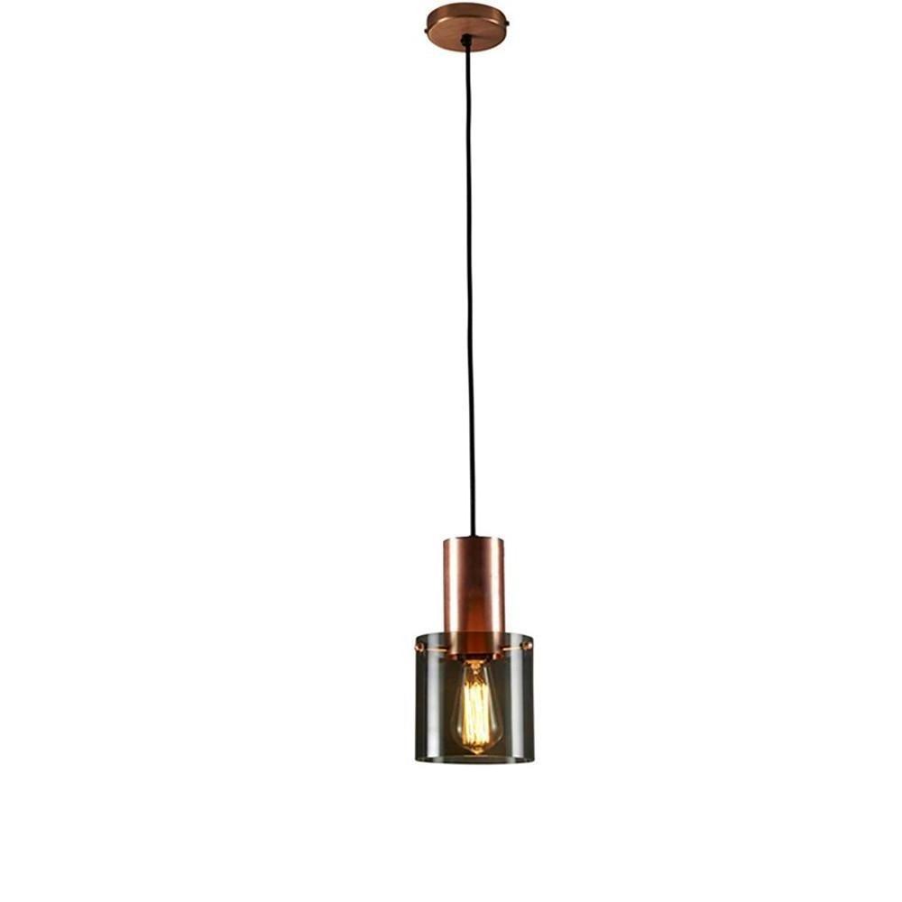Modernist Cylindrical Glass Metal Industrial Pendant
