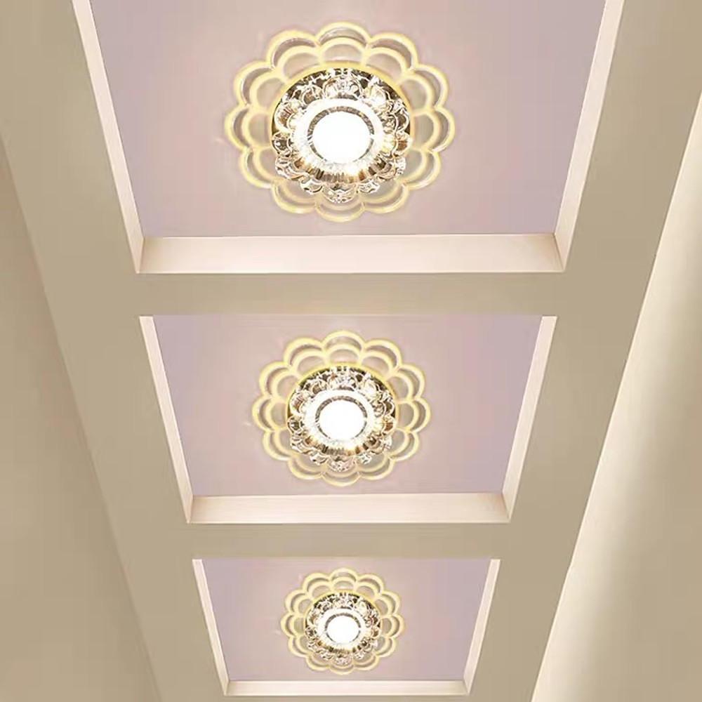 Flower Effect Entryway Lighting Crystal Metal LED Flush Mount Ceiling Light for Baby Kids-Lighom