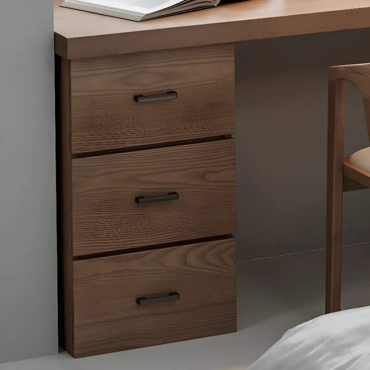 Long Butcher Block Shelf Drawer L-Shape Writing Desk